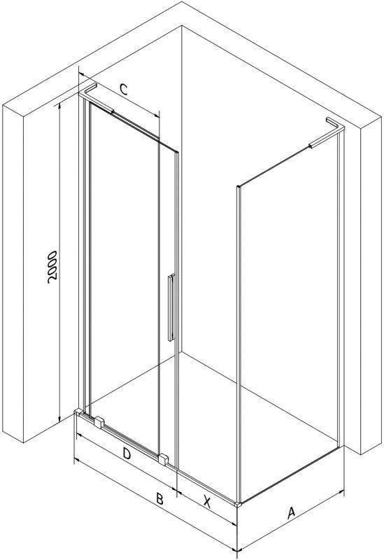 Kabina prysznicowa Mexen Velar L rozsuwana 120 x 85 cm szron czarna 1 szt.