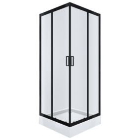 Kabina prysznicowa NAMELESS Durasan 80x80 czarny mat kwadratowa z brodzikiem zestaw 1szt.