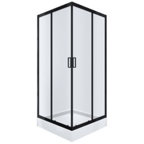 Kabina prysznicowa NAMELESS Durasan 90x90 czarny mat kwadratowa z brodzikiem zestaw 1szt.