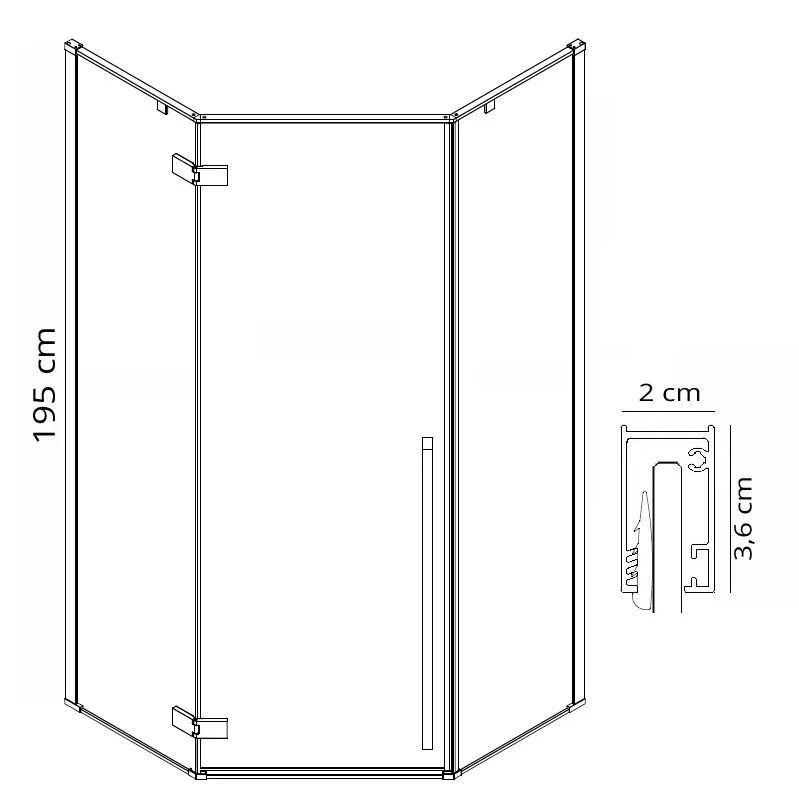 Kabina Prysznicowa Narożna Rea Diamond 100X100X195Cm Złoty 1 Szt