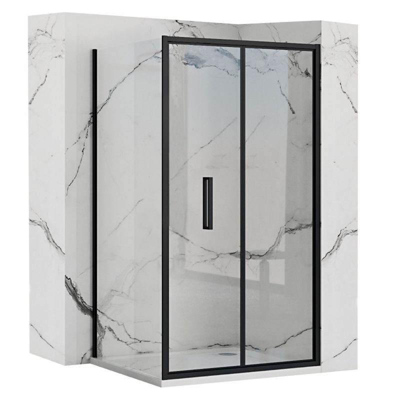 Kabina Prysznicowa Narożna Rea Rapid Fold 100X80X195Cm Czarny 1 Szt
