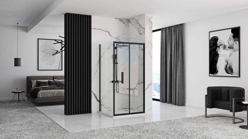 Kabina Prysznicowa Narożna Rea Rapid Fold 100X80X195Cm Czarny 1 Szt