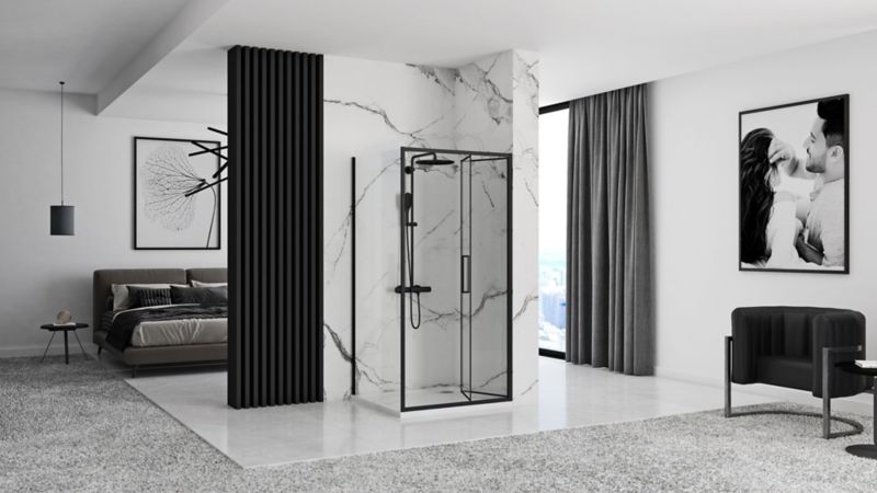 Kabina Prysznicowa Narożna Rea Rapid Fold 100X80X195Cm Czarny 1 Szt