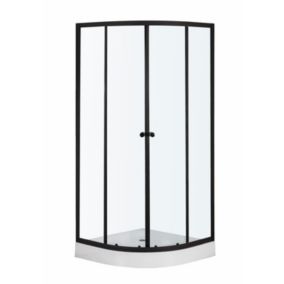 Kabina prysznicowa półokrągła Kerra Ariana 80 cm BL szkło transparentne profile czarne niski brodzik w komplecie 1 szt.
