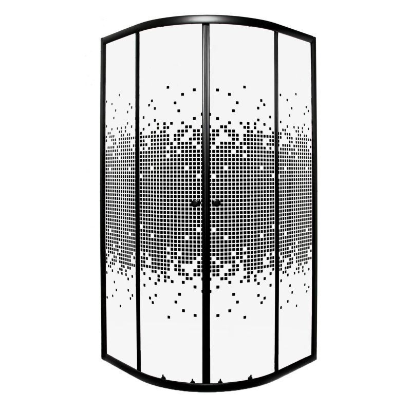 Kabina prysznicowa półokrągła Kerra Pixel BL 90 cm czarna kratka profile czarne 1 szt.