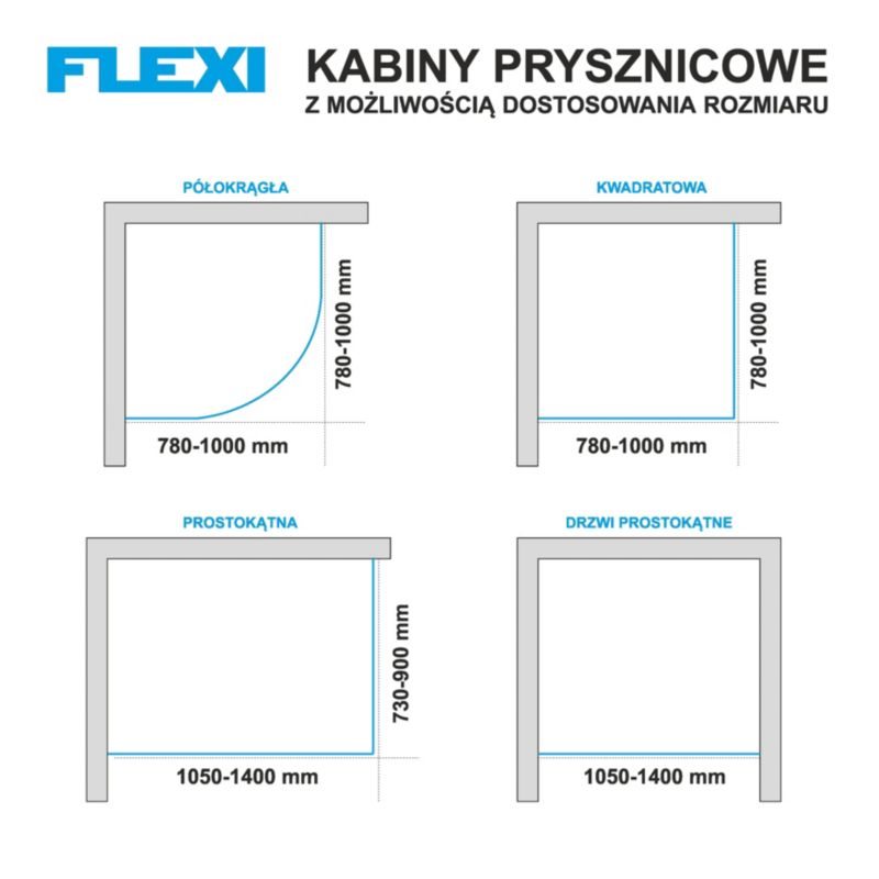 Kabina prysznicowa półokrągła Durasan Flexi regulowana 78-100 x 78-100 cm szczotkowany złoty