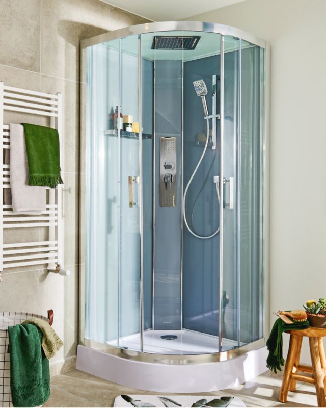 Kabina prysznicowa półokrągła GoodHome Beloya 90 cm chrom z hydromasażem