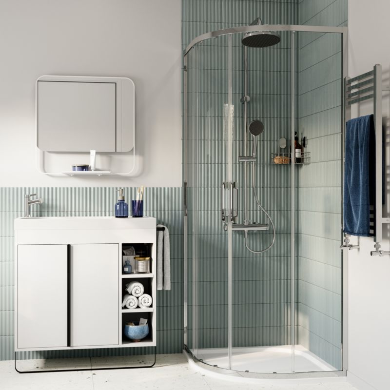 Kabina prysznicowa półokrągła GoodHome Maza 80 cm chrom/transparentna