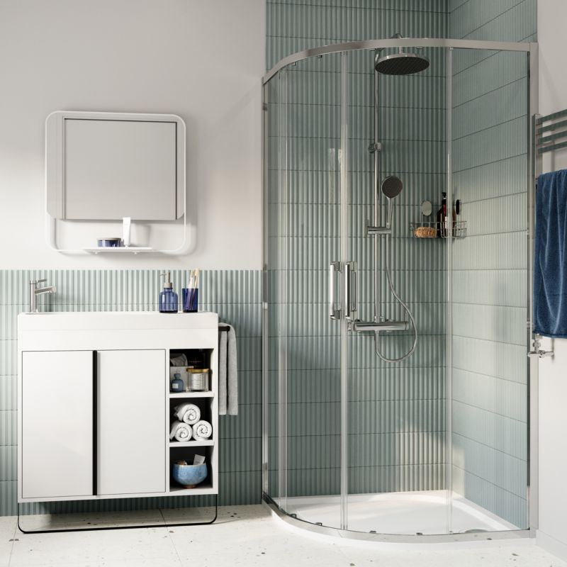 Kabina prysznicowa półokrągła GoodHome Maza 90 cm chrom/transparentna