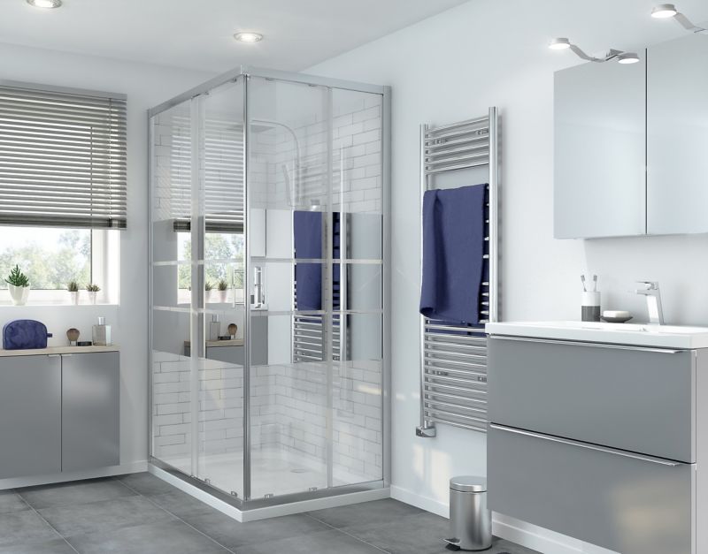 Kabina prysznicowa prostokątna GoodHome Beloya 80 x 120 x 195 cm chrom/szkło lustrzane