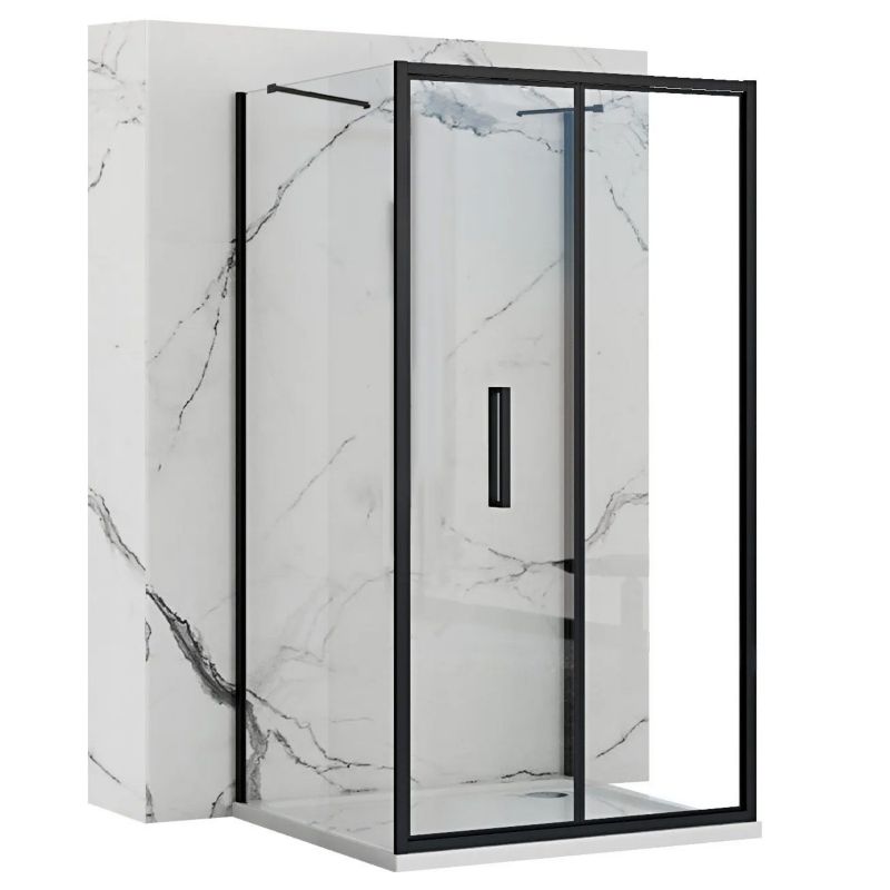 Kabina Prysznicowa Przyścienna Rapid Fold Black 80X80X195Cm 1 Szt