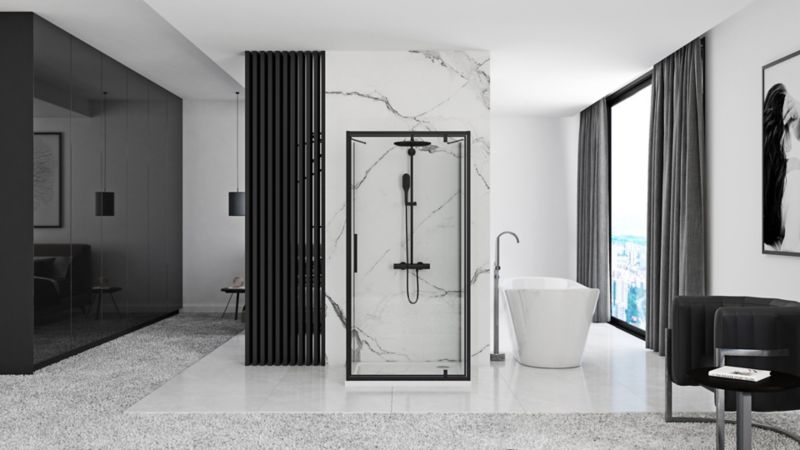 Kabina Prysznicowa Przyścienna Rea Rapid Swing Black 100X90X195Cm 1 Szt