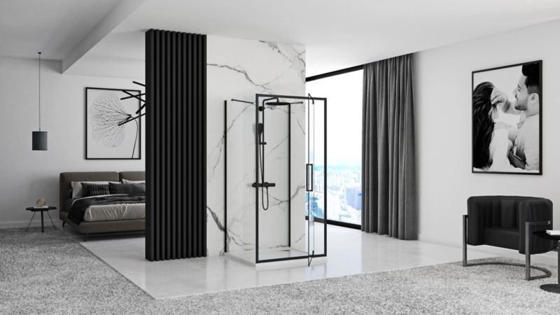 Kabina Prysznicowa Przyścienna Rea Rapid Swing Black 70X80X195Cm 1 Szt