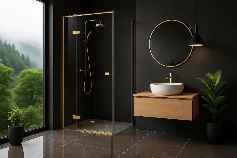 Sprchová kabina Rea Atlas 120x90 Gold Brushed levá, 1 ks.