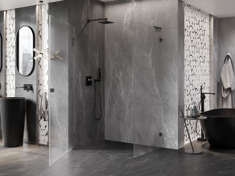 Kabina prysznicowa uchylna Mexen Lunar-B L gun metal 90x80 szt.