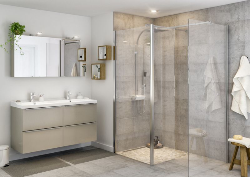Kabina prysznicowa walk-in GoodHome Beloya 80 + 45 cm chrom/transparentny