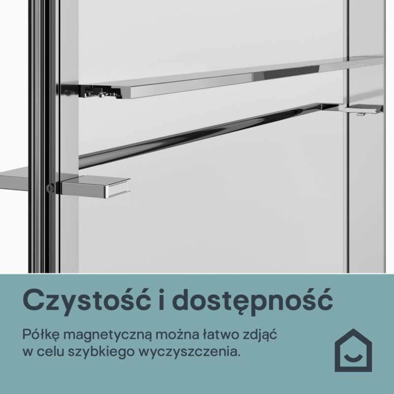 Kabina prysznicowa walk-in GoodHome Evanna 140 cm z półką chrom/transparentna