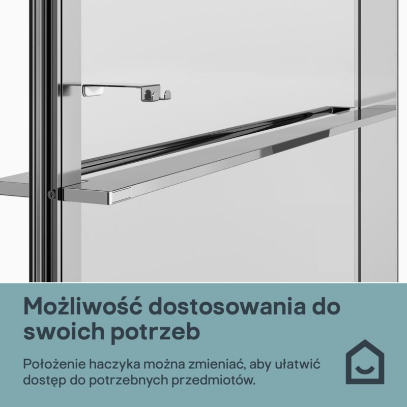 Kabina prysznicowa walk-in GoodHome Evanna 140 cm z półką chrom/transparentna