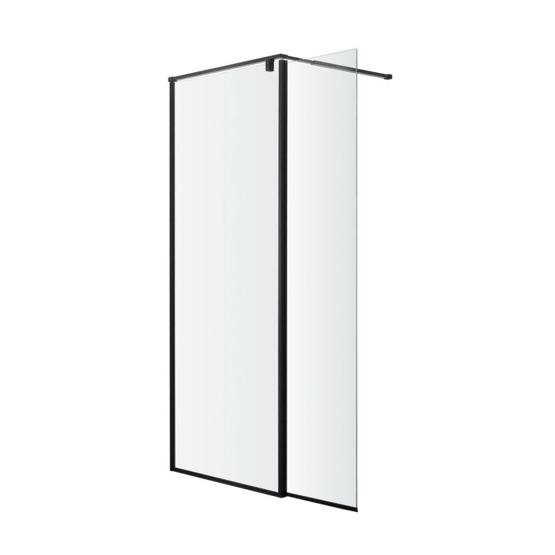Kabina prysznicowa walk-in GoodHome Ezili 80 + 38 cm czarna/transparentna