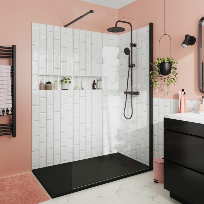 Kabina prysznicowa walk-in GoodHome Ledava 120 cm czarna/transparentna