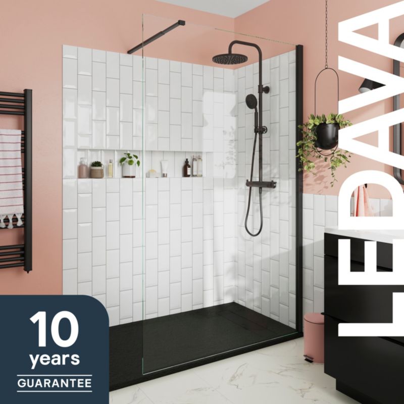 Kabina prysznicowa walk-in GoodHome Ledava 120 cm czarna/transparentna
