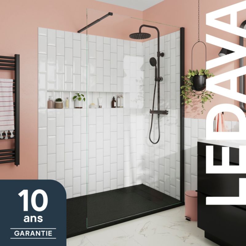 Kabina prysznicowa walk-in GoodHome Ledava 120 cm czarna/transparentna