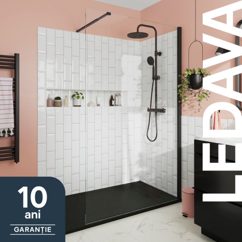 Kabina prysznicowa walk-in GoodHome Ledava 120 cm czarna/transparentna