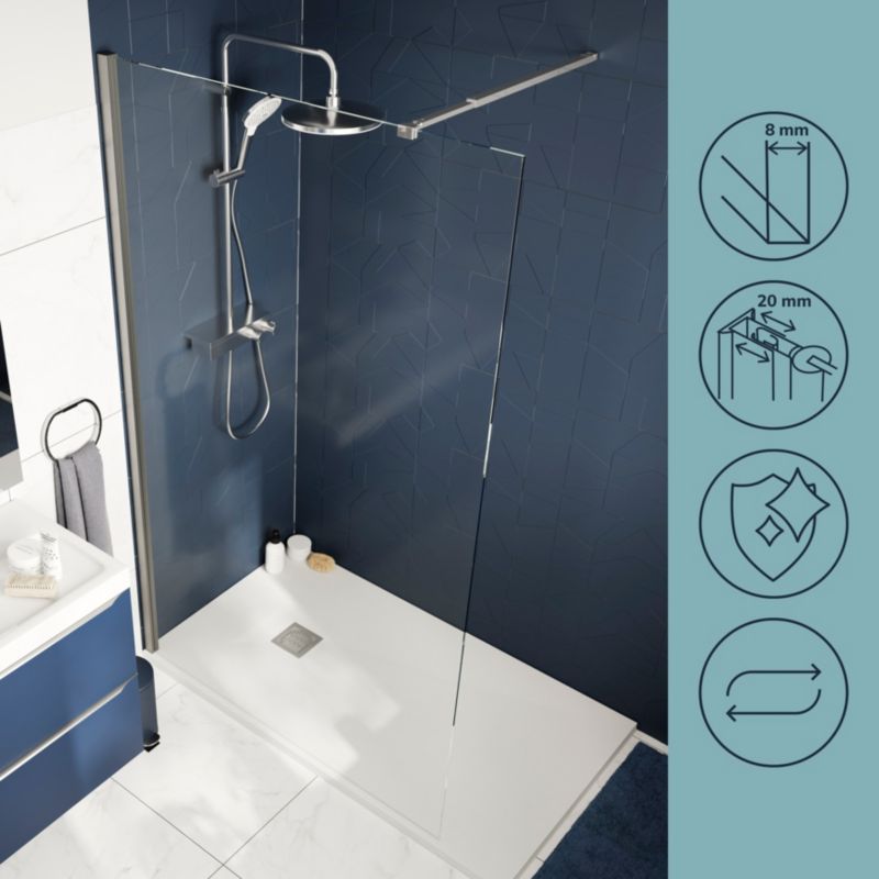 Kabina prysznicowa walk-in GoodHome Ledava 70 cm chrom/transparentna