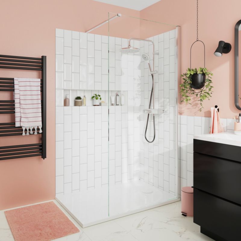 Kabina prysznicowa walk-in GoodHome Ledava 90 cm czarna/transparentna
