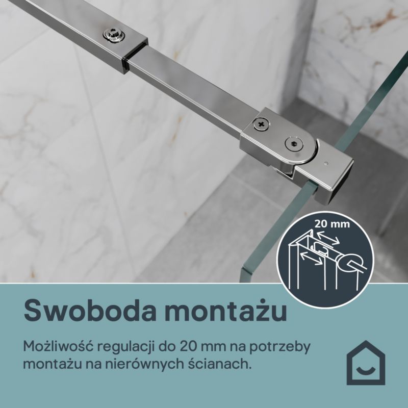 Kabina prysznicowa walk-in GoodHome Maza 90 cm chrom/transparentna