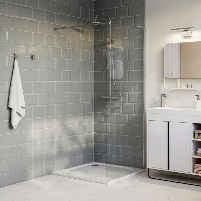 Kabina prysznicowa walk-in GoodHome Maza 90 cm chrom/transparentna