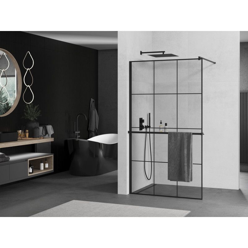 Kabina prysznicowa walk-in Mexen Kioto+ czarna 120x200 cm 1 szt.