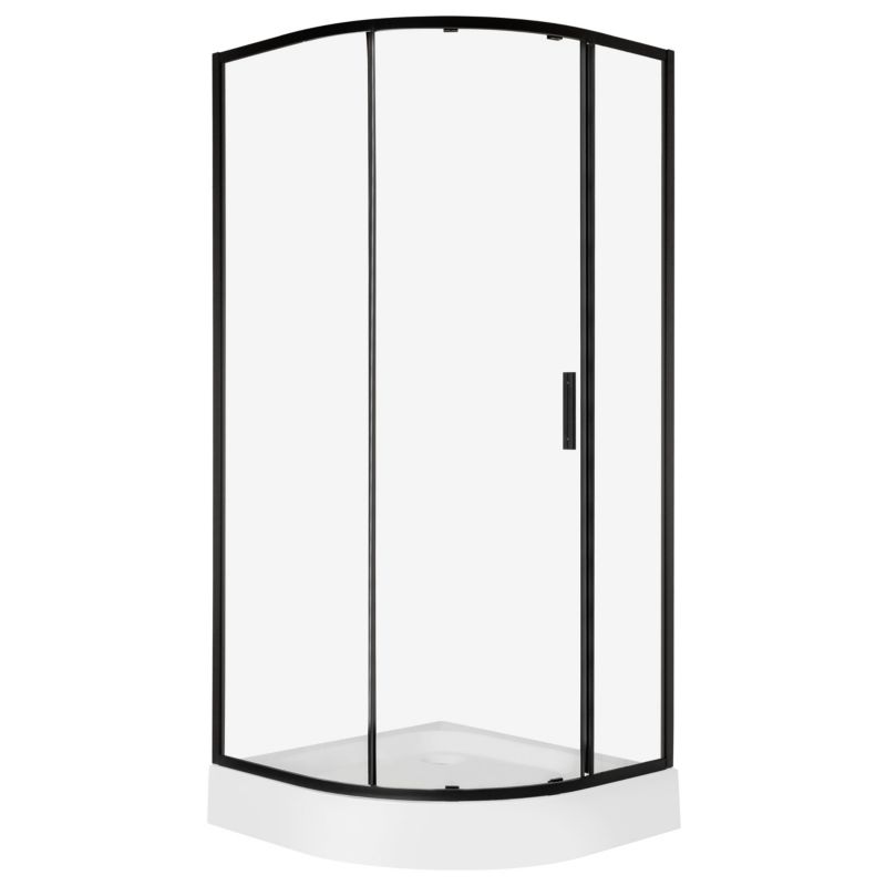 Kabina prysznicowa z brodzikiem Kerra Solid RPS BL 80x80x211 cm szkło transparentne 6 mm, profile czarne 1 szt.