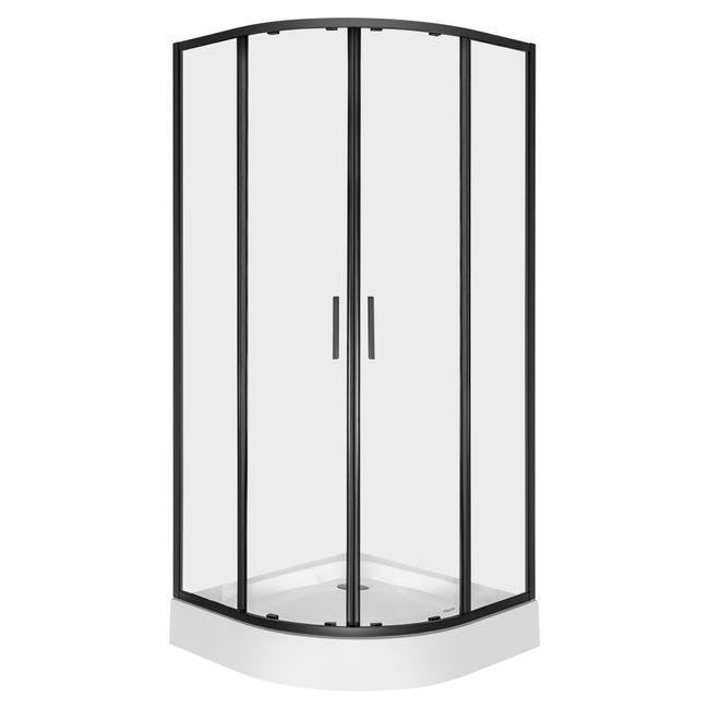 Kabina prysznicowa z brodzikiem Kerra Solid RS 80 BL szkło transparentne 6 mm, profole czarne 1 szt.