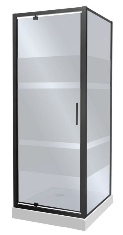 Kabina prysznicowa z brodzikiem Kerra Tomar 80x80 cm czarne szkło z pasami uchylna 1 szt.