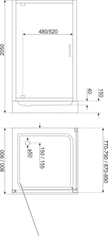 Kabina prysznicowa z brodzikiem Kerra Tomar 80x80 cm czarne szkło z pasami uchylna 1 szt.