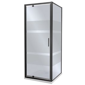 Kabina prysznicowa z brodzikiem niskim Kerra Tomar 90x90 cm uchylna czarne szkło z pasami 1 szt.