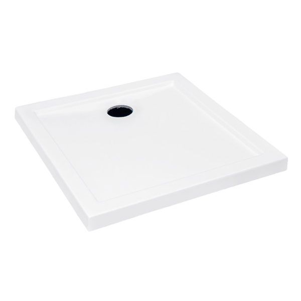 Kabina prysznicowa z brodzikiem niskim Kerra Tomar 90x90 cm uchylna czarne szkło z pasami 1 szt.