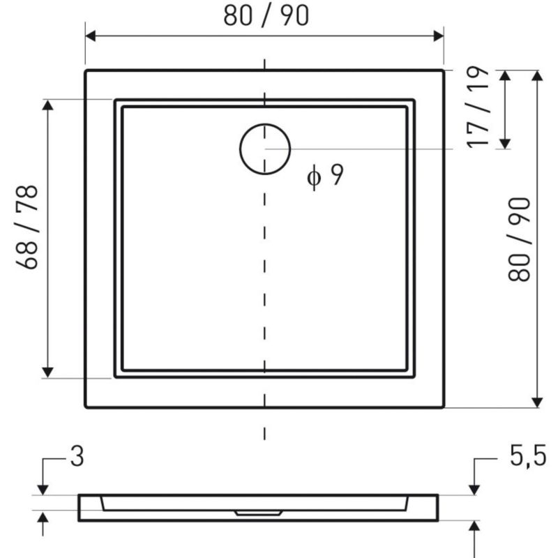 Kabina prysznicowa z brodzikiem niskim Kerra Tomar 90x90 cm uchylna czarne szkło z pasami 1 szt.