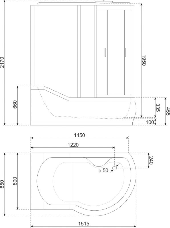 Kabina prysznicowa z hydromasażem Kerra 151x85x217 cm z akrylowym brodzikiem 1szt