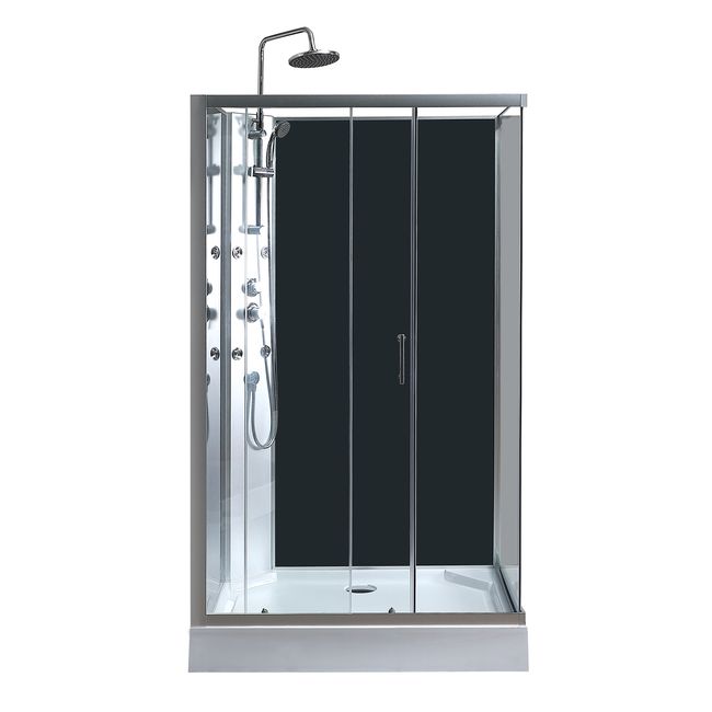 Kabina prysznicowa z hydromasażem Onega 80 x 120 cm asymetryczna niski brodzik