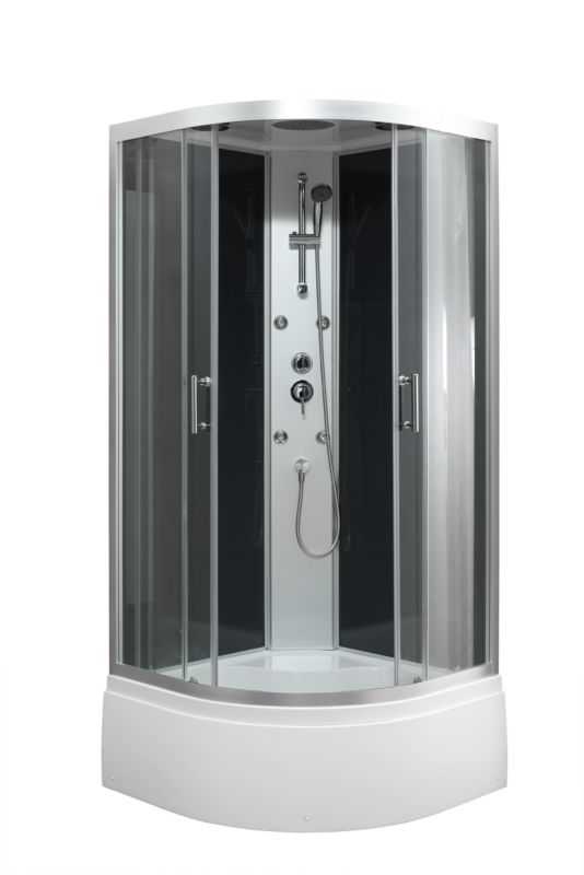 Sprchový kout Onega 90 cm půlkruhový s hydromasáží, vysoká střecha, sprchová vanička.