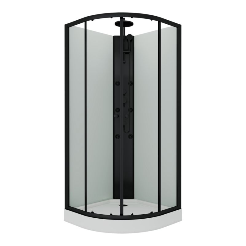 Kabina prysznicowa z hydromasażem Quadrant 85 cm półokrągła czarna/biała