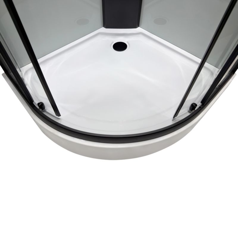 Kabina prysznicowa z hydromasażem Quadrant 85 cm półokrągła czarna/biała