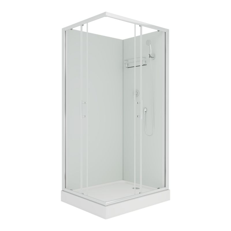 Kabina prysznicowa z hydromasażem Rectangular 80 x 100 cm prostokątna biała/chrom