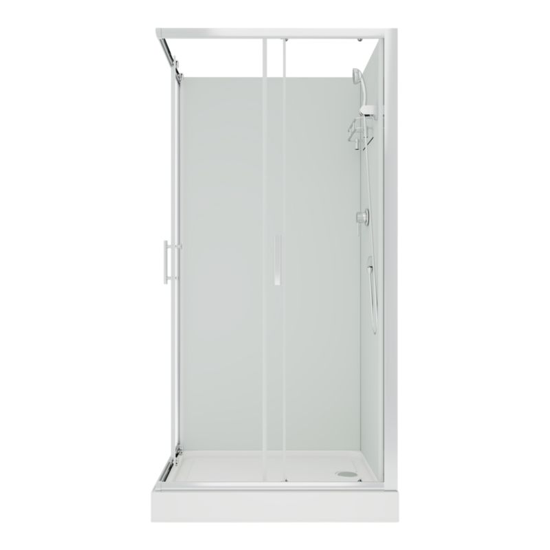 Kabina prysznicowa z hydromasażem Rectangular 80 x 100 cm prostokątna biała/chrom