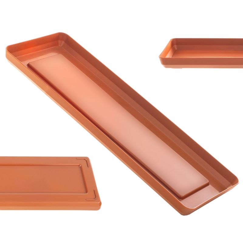 KADAX Podstawka Pod Doniczkę Donicę 40cm Tacka Prostokątna Ceglasta Plastikowa 1szt.