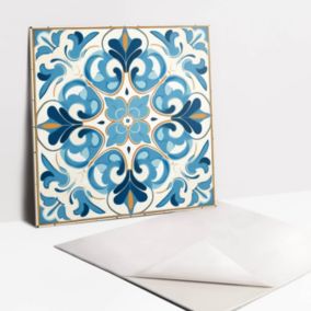 Kafelki samoprzylepne Tulup 30x30 cm Błekitno-złoty ornament 9 szt.