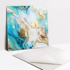 Kafelki samoprzylepne Tulup 30x30 cm Błękitny marmur i złoto 9 szt.