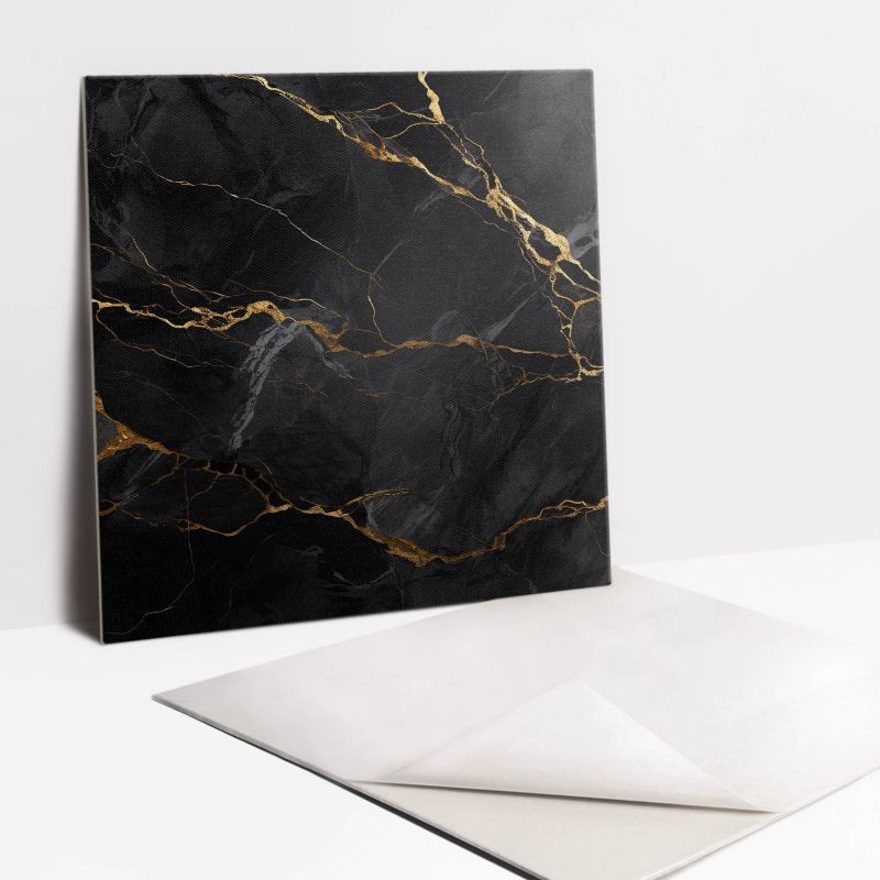 Kafelki samoprzylepne Tulup 30x30 cm Ciemny marmur i złoto 9 szt.